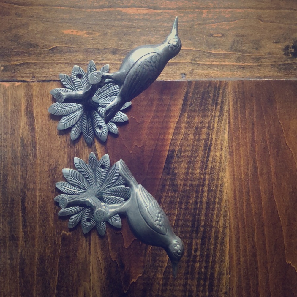 Anthropologie Pewter aviary tie backs